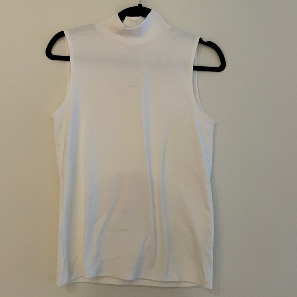 NWT J. Crew White Mock Neck Tank Sz Medium